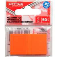 Zakładki indeksujące OFFICE PRODUCTS, PP, 25x43mm, 1x50 kart., zawieszka, pomarańczowe