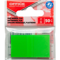 Zakładki indeksujące OFFICE PRODUCTS, PP, 25x43mm, 1x50 kart., zawieszka, zielone